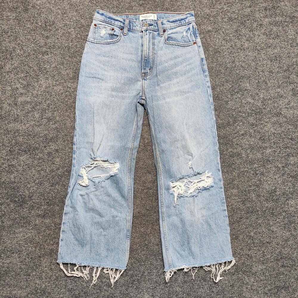 Abercrombie & Fitch 90s Relaxed Jeans Womens 27 Light Wash High Rise Distressed